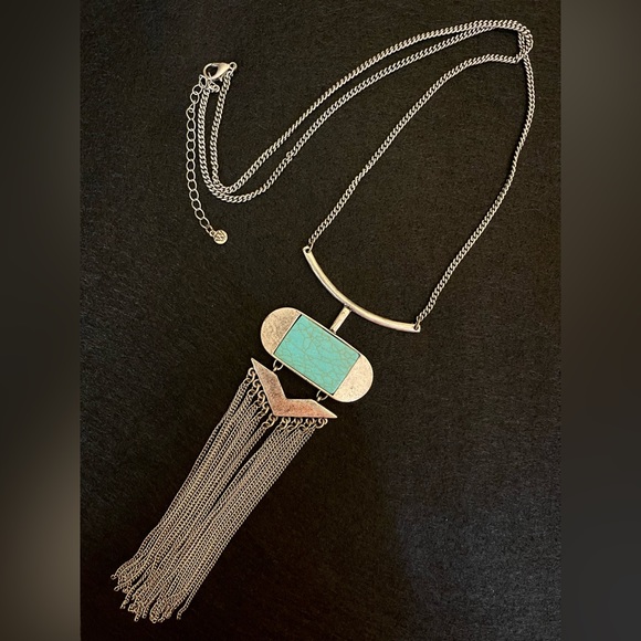 Faux Turquoise Tassel Necklace - Picture 6 of 6